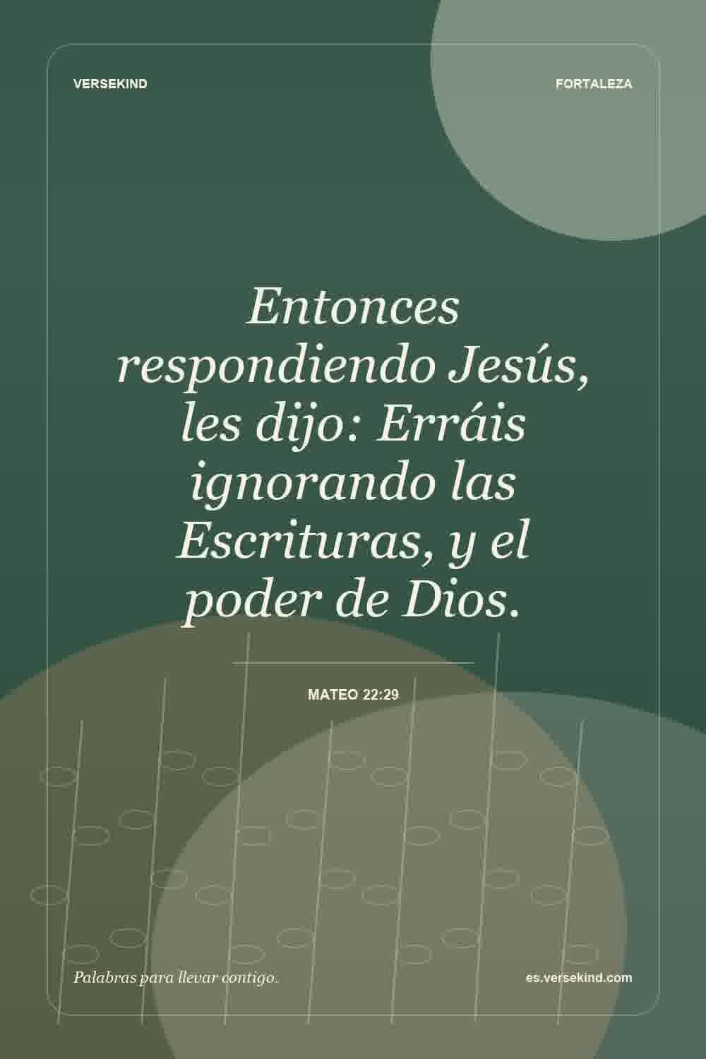 Entonces respondiendo Jesús, les dijo: Erráis ignorando las Escrituras, y el poder de Dios. — Mateo 22:29