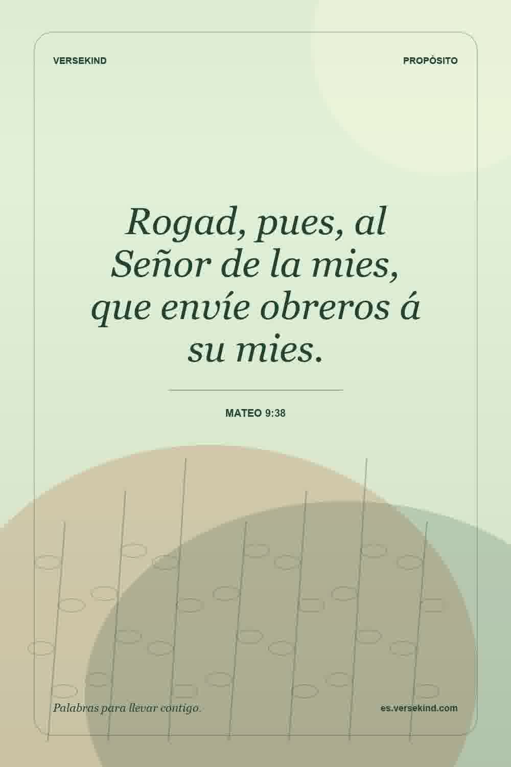 Rogad, pues, al Señor de la mies, que envíe obreros á su mies. — Mateo 9:38