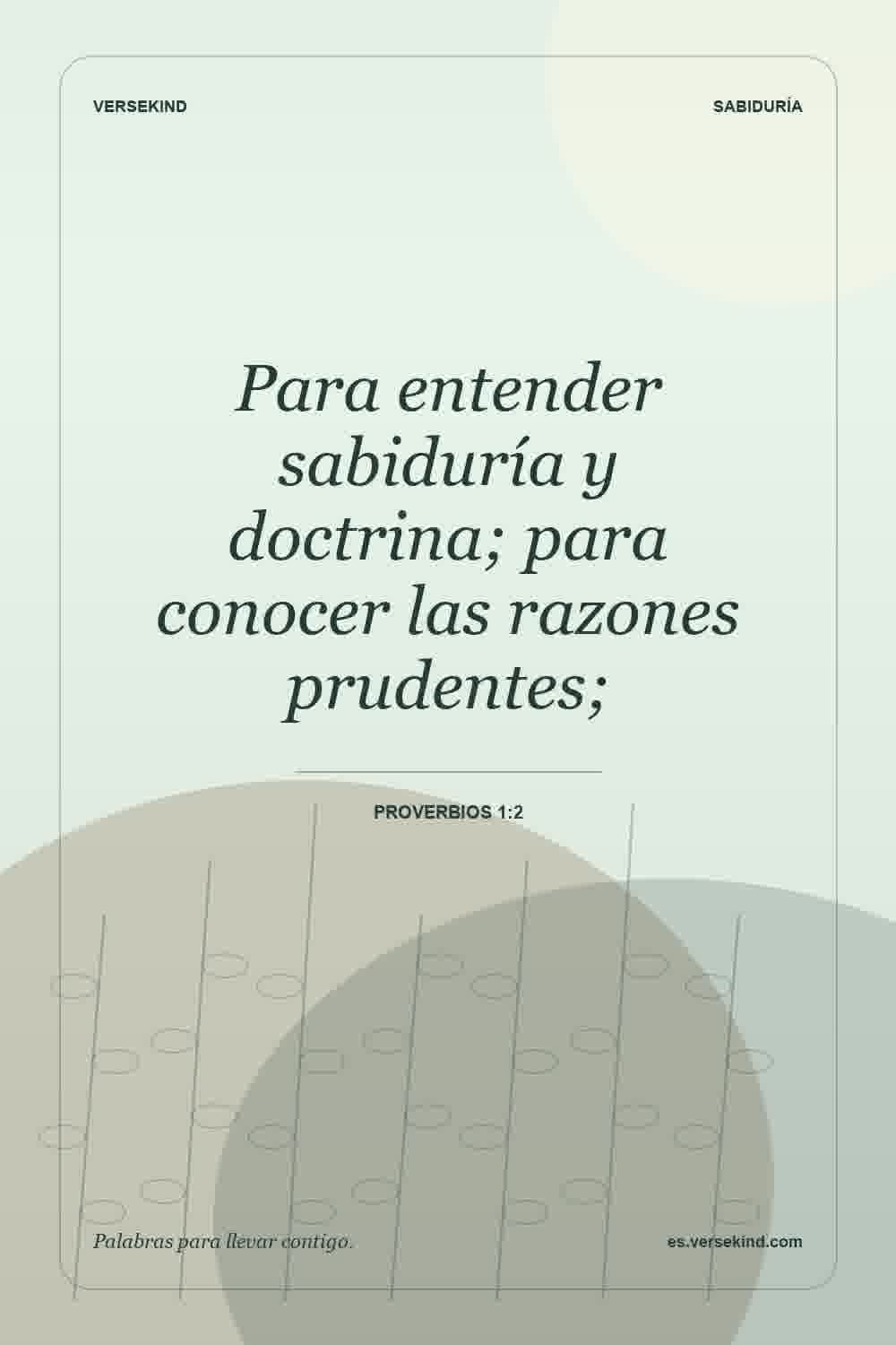 Para entender sabiduría y doctrina; para conocer las razones prudentes; — Proverbios 1:2