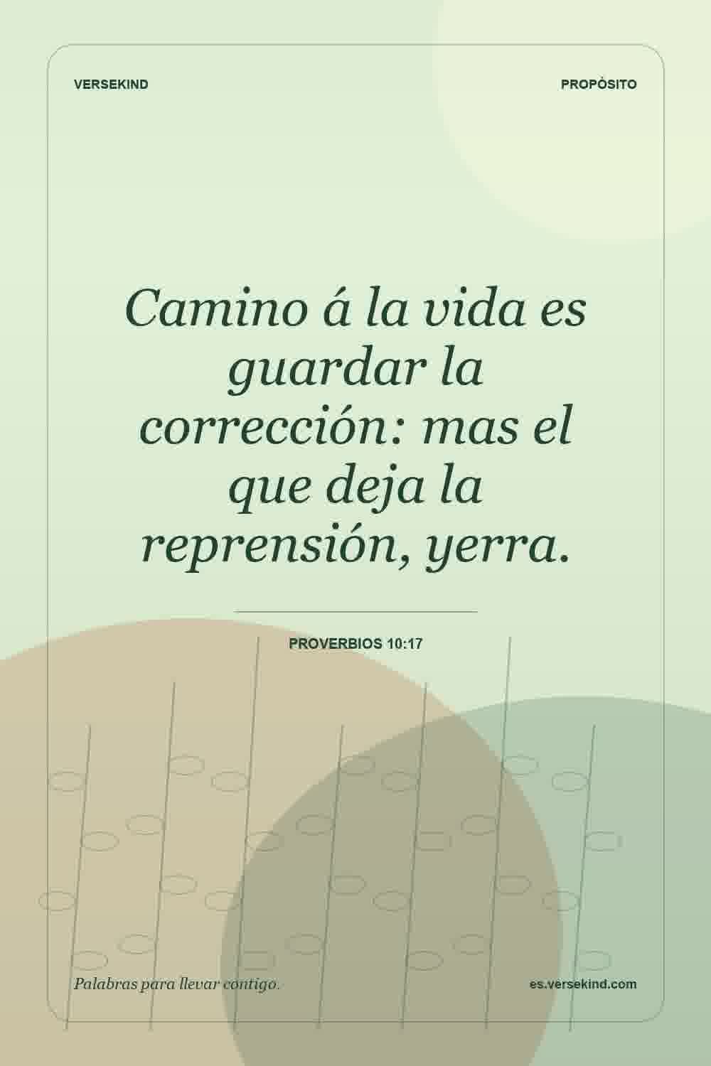 Camino á la vida es guardar la corrección: mas el que deja la reprensión, yerra. — Proverbios 10:17
