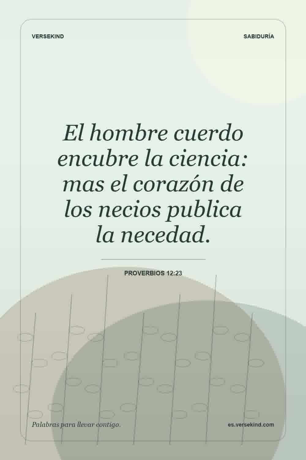 El hombre cuerdo encubre la ciencia: mas el corazón de los necios publica la necedad. — Proverbios 12:23