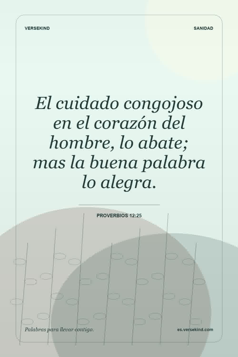 El cuidado congojoso en el corazón del hombre, lo abate; mas la buena palabra lo alegra. — Proverbios 12:25