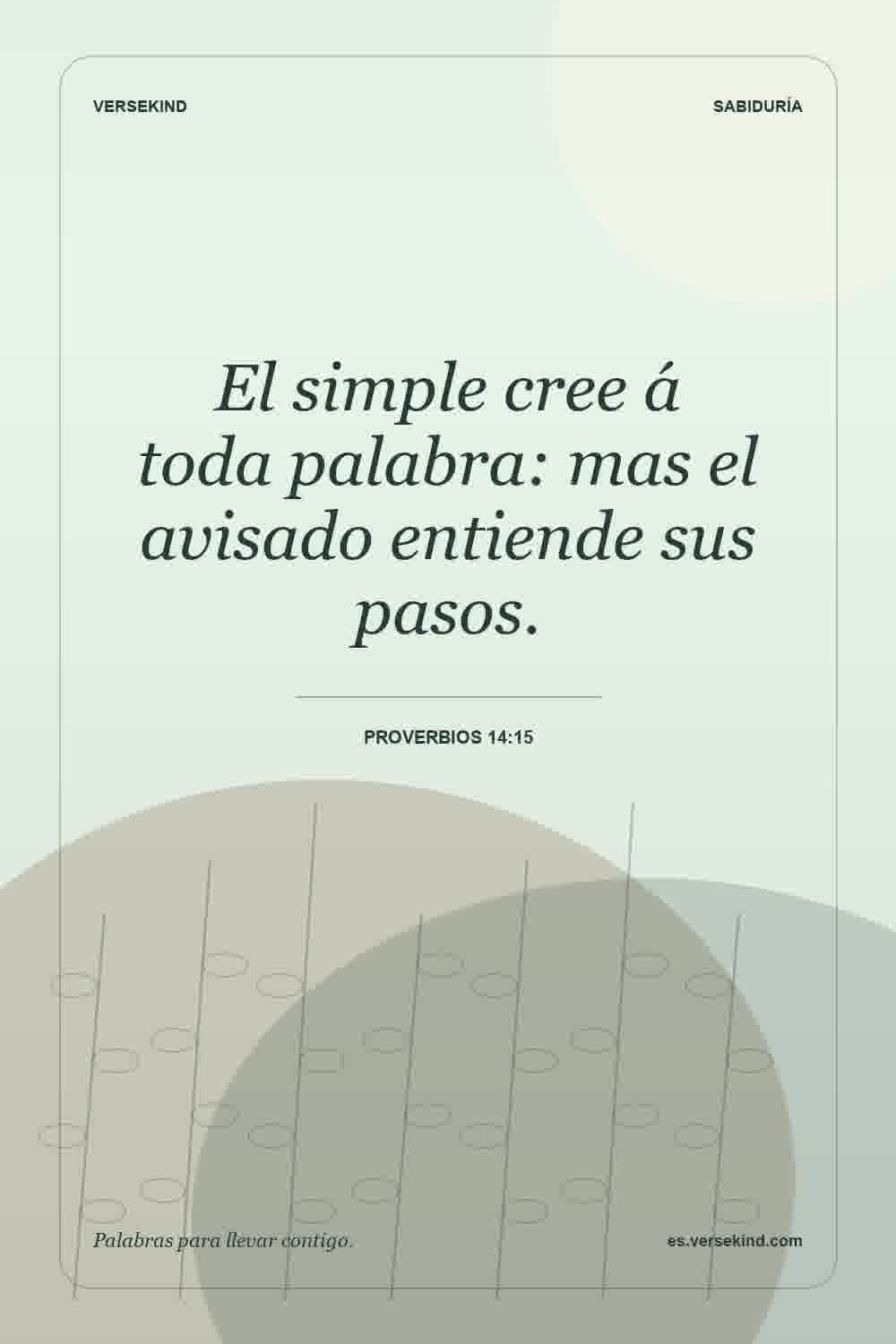 El simple cree á toda palabra: mas el avisado entiende sus pasos. — Proverbios 14:15