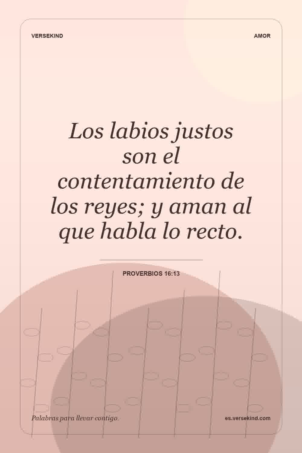 Los labios justos son el contentamiento de los reyes; y aman al que habla lo recto. — Proverbios 16:13