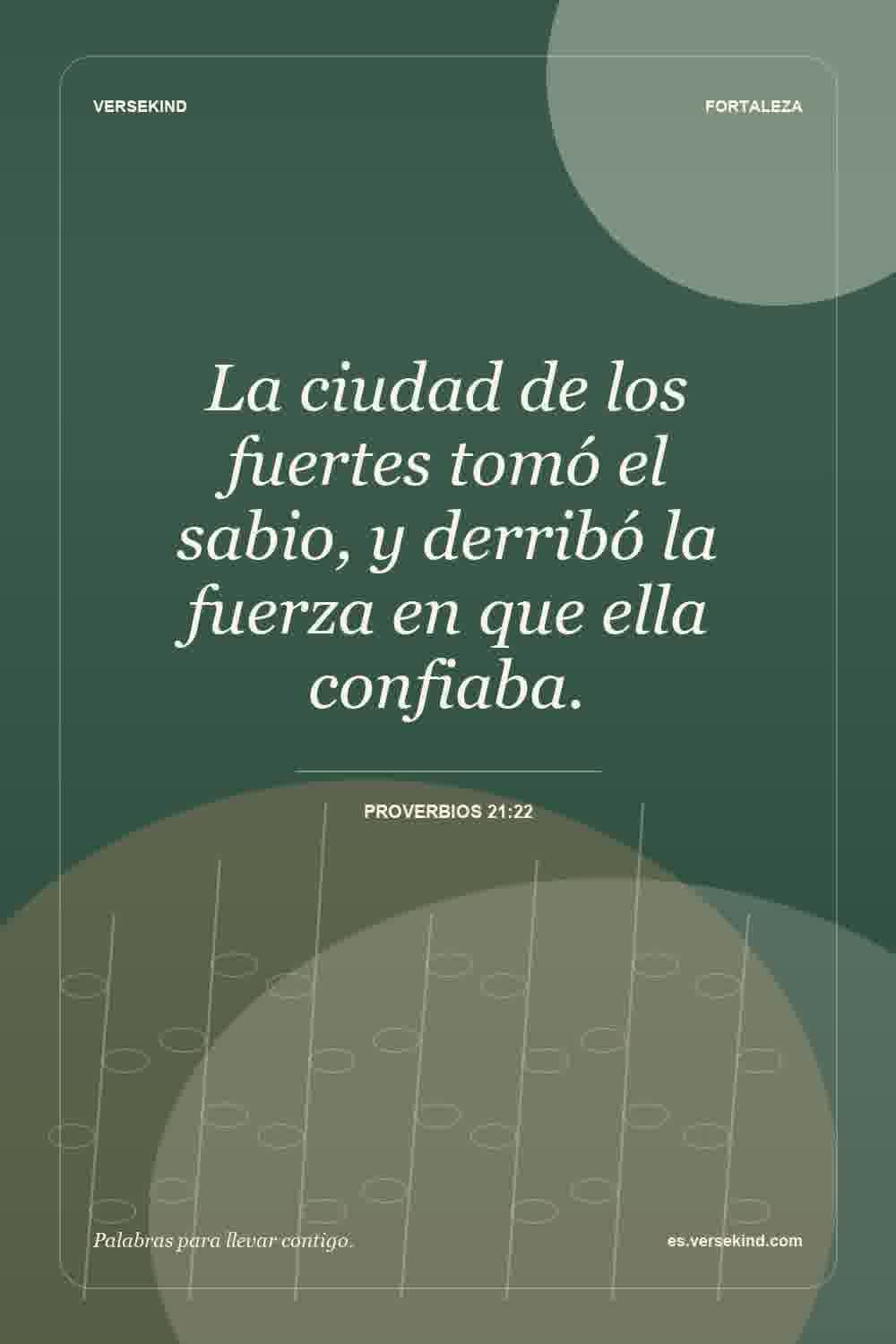 La ciudad de los fuertes tomó el sabio, y derribó la fuerza en que ella confiaba. — Proverbios 21:22