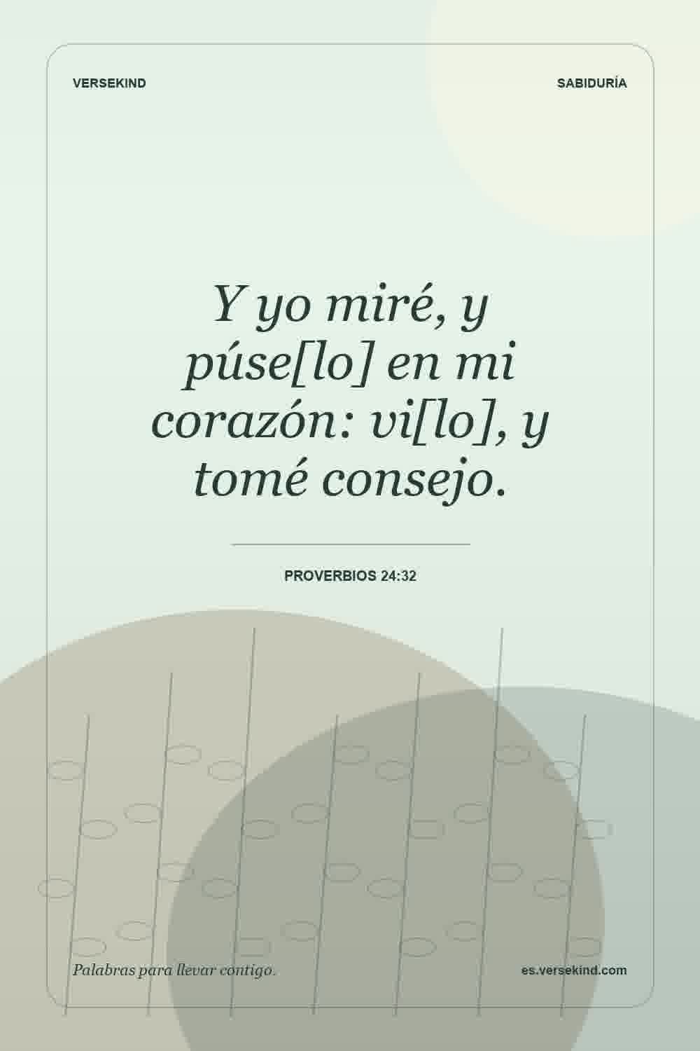 Y yo miré, y púse[lo] en mi corazón: vi[lo], y tomé consejo. — Proverbios 24:32