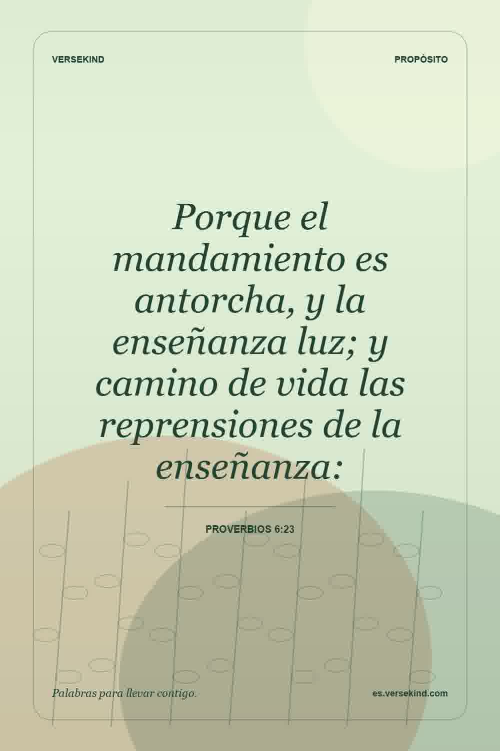 Porque el mandamiento es antorcha, y la enseñanza luz; y camino de vida las reprensiones de la enseñanza: — Proverbios 6:23