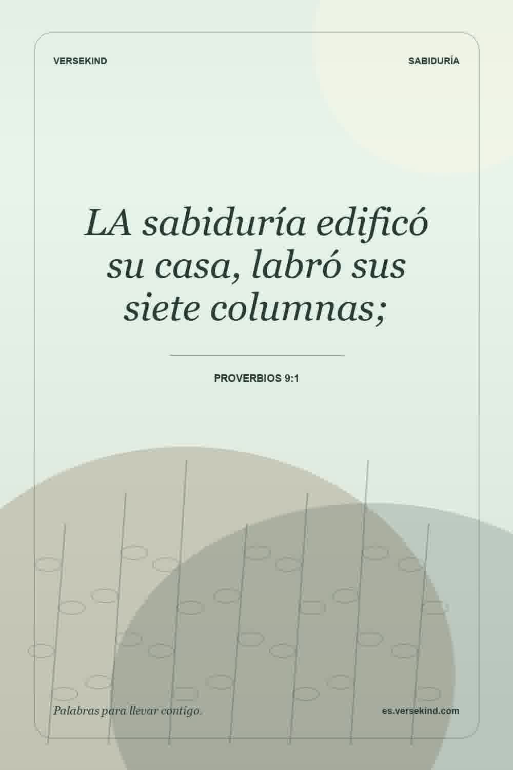 LA sabiduría edificó su casa, labró sus siete columnas; — Proverbios 9:1