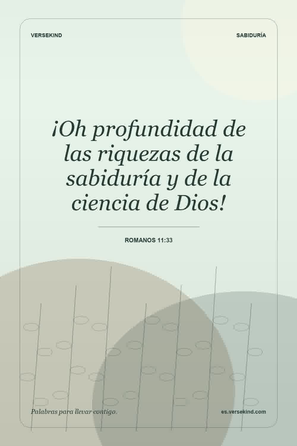 ¡Oh profundidad de las riquezas de la sabiduría y de la ciencia de Dios! — Romanos 11:33