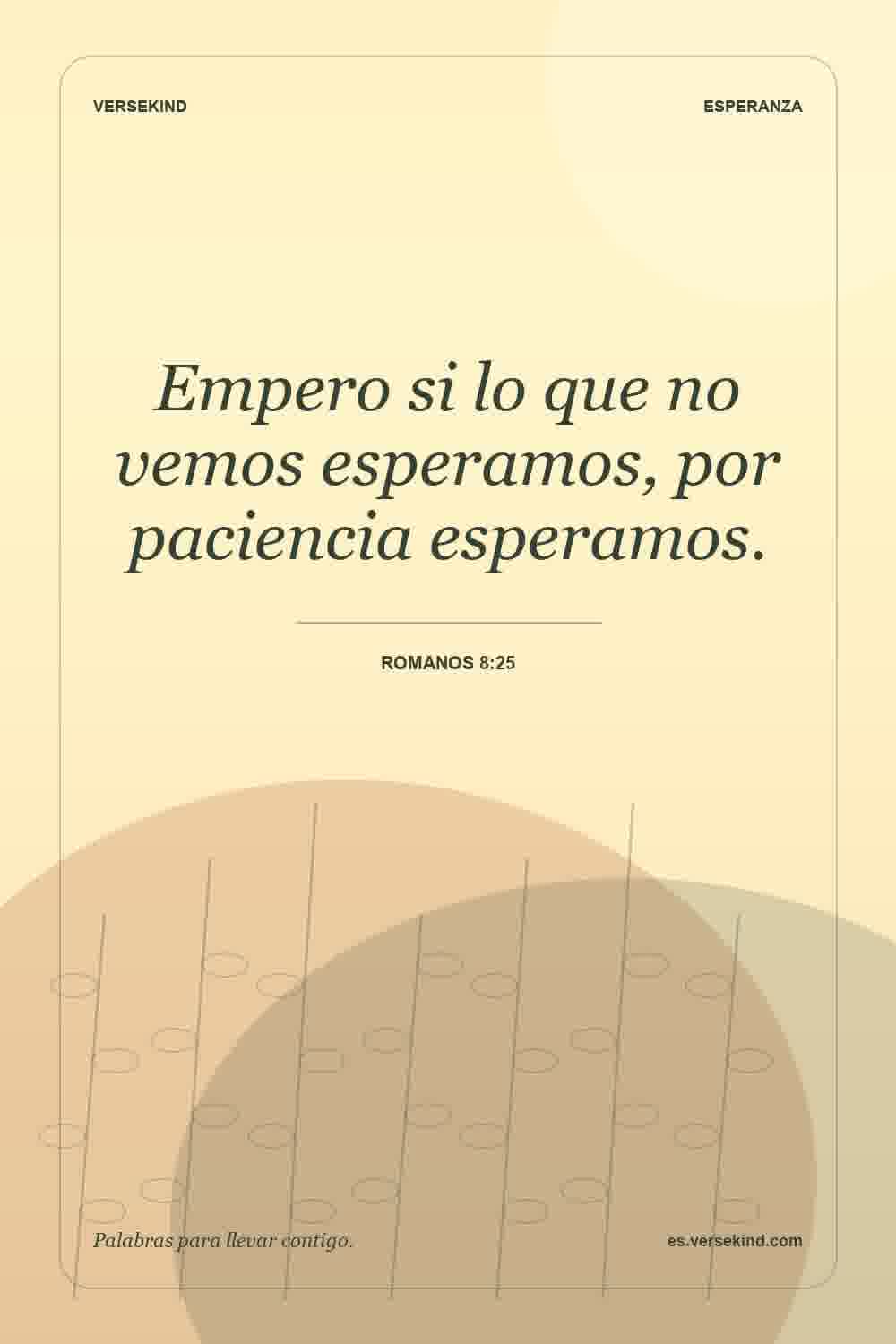 Empero si lo que no vemos esperamos, por paciencia esperamos. — Romanos 8:25