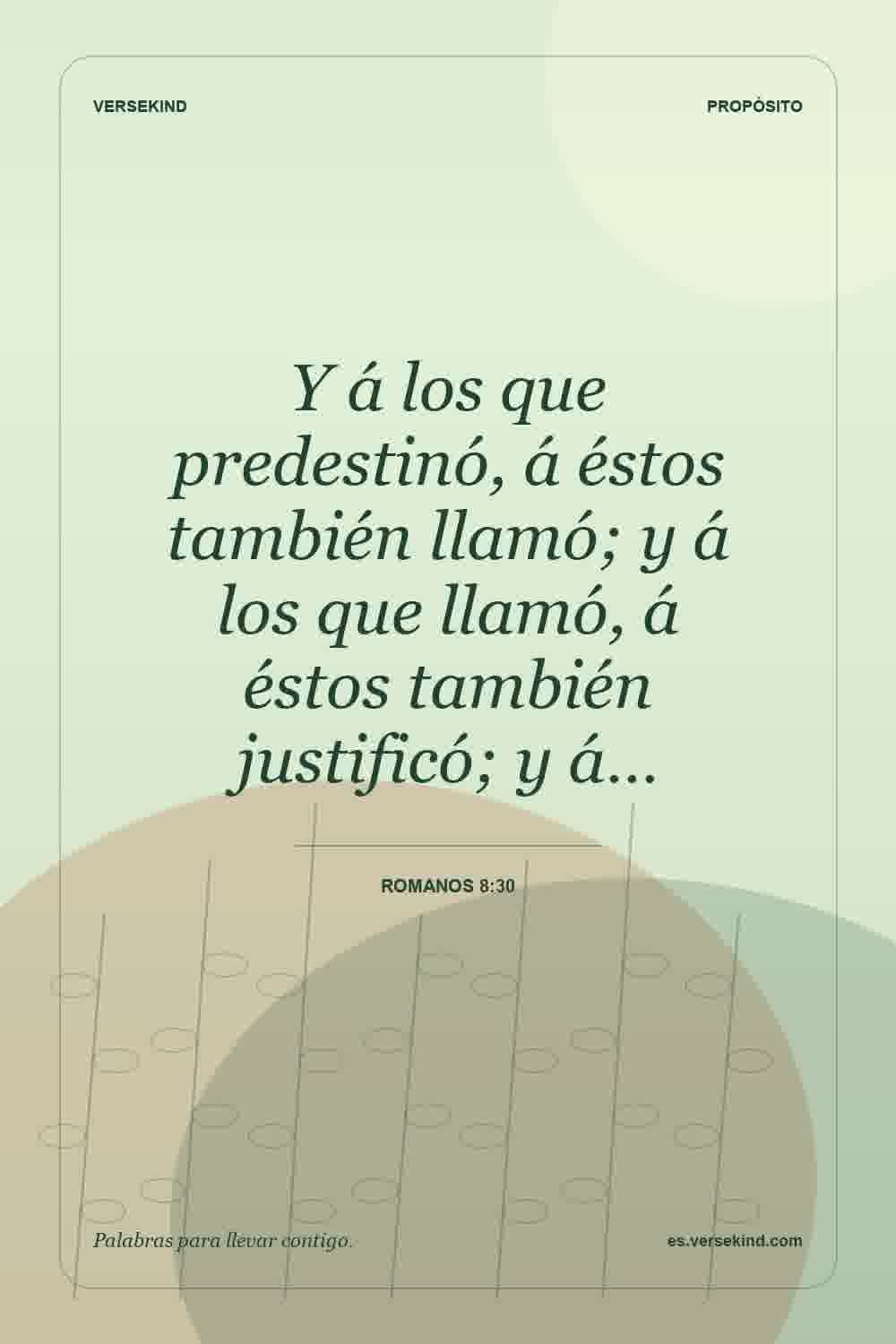 Y á los que predestinó, á éstos también llamó; y á los que llamó, á éstos también justificó; y á… — Romanos 8:30