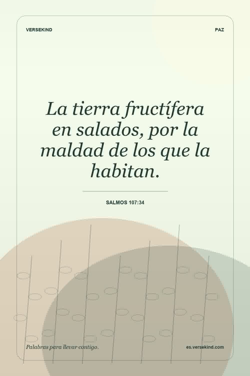La tierra fructífera en salados, por la maldad de los que la habitan. — Salmos 107:34