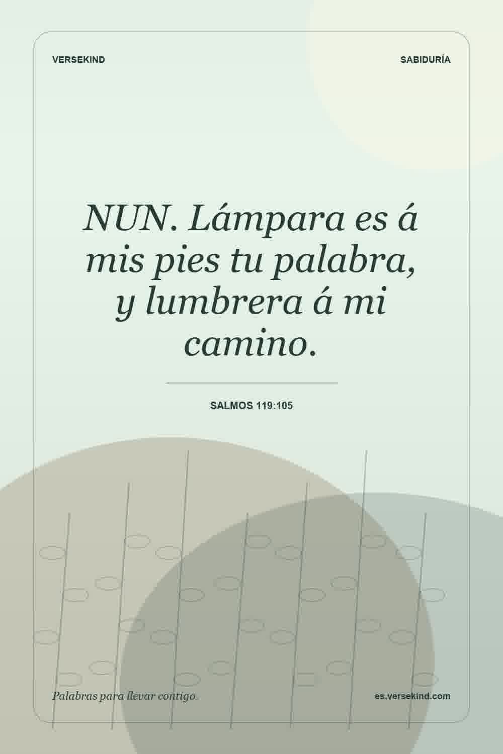 NUN. Lámpara es á mis pies tu palabra, y lumbrera á mi camino. — Salmos 119:105