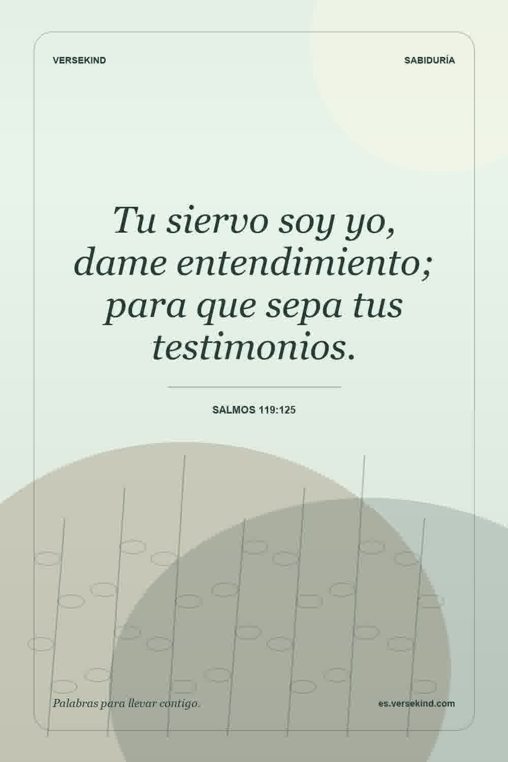 Tu siervo soy yo, dame entendimiento; para que sepa tus testimonios. — Salmos 119:125