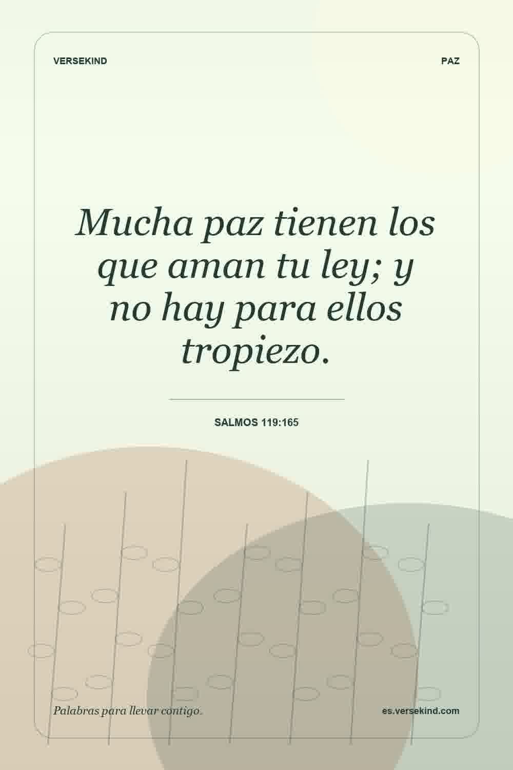 Mucha paz tienen los que aman tu ley; y no hay para ellos tropiezo. — Salmos 119:165