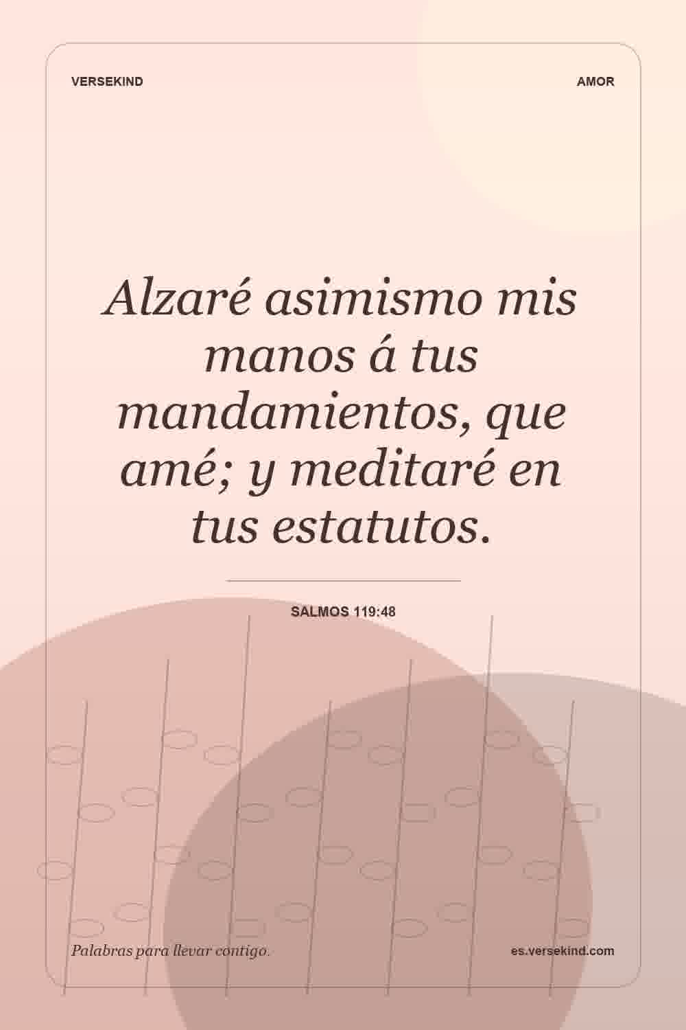 Alzaré asimismo mis manos á tus mandamientos, que amé; y meditaré en tus estatutos. — Salmos 119:48