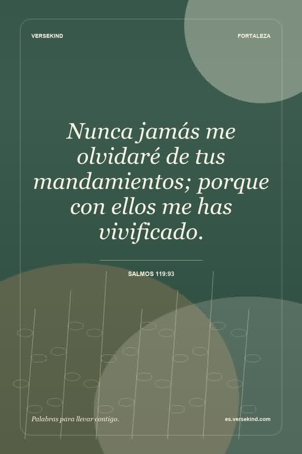 Nunca jamás me olvidaré de tus mandamientos; porque con ellos me has vivificado. — Salmos 119:93