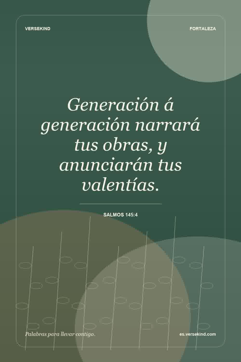 Generación á generación narrará tus obras, y anunciarán tus valentías. — Salmos 145:4