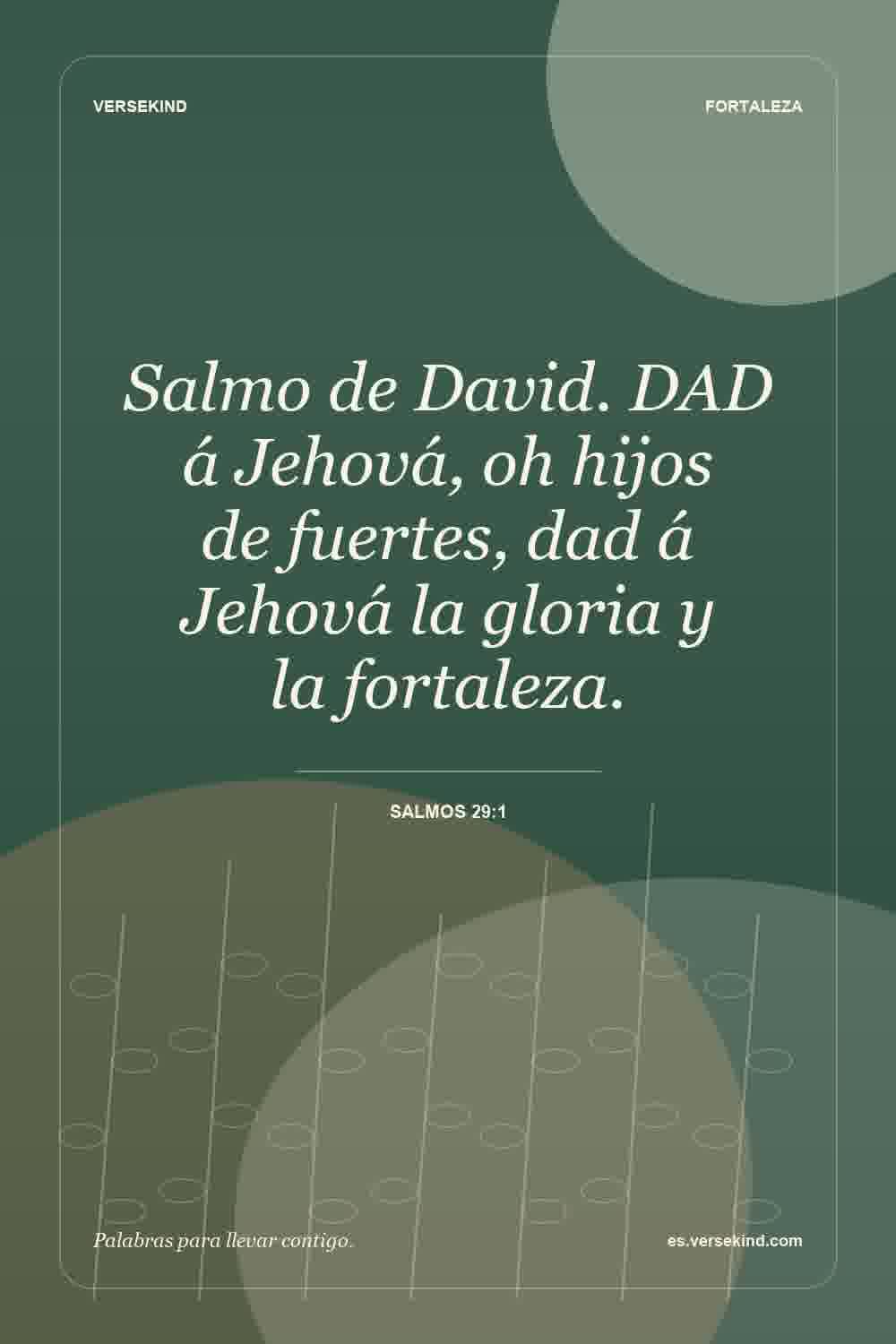 Salmo de David. DAD á Jehová, oh hijos de fuertes, dad á Jehová la gloria y la fortaleza. — Salmos 29:1