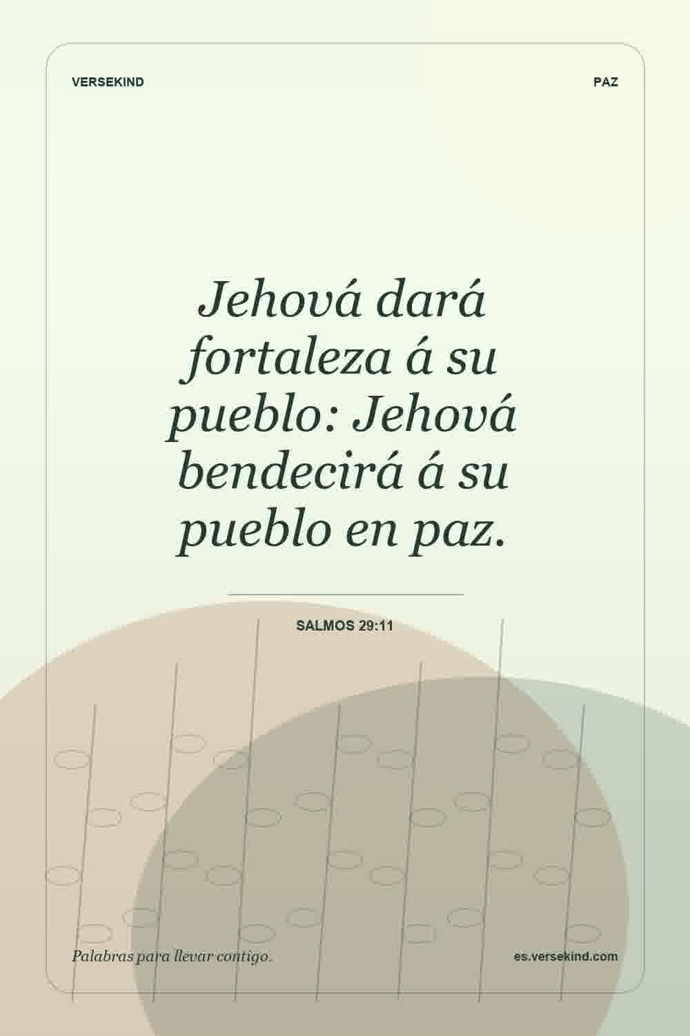 Jehová dará fortaleza á su pueblo: Jehová bendecirá á su pueblo en paz. — Salmos 29:11