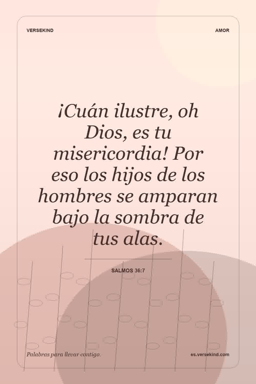 ¡Cuán ilustre, oh Dios, es tu misericordia! Por eso los hijos de los hombres se amparan bajo la sombra de tus alas. — Salmos 36:7