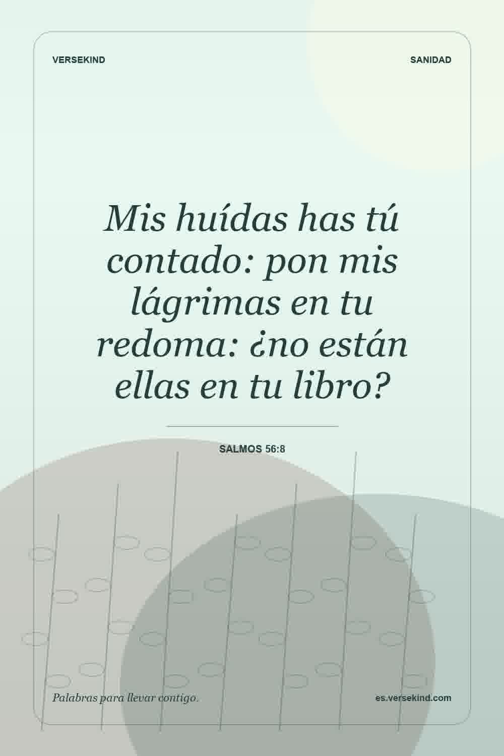 Mis huídas has tú contado: pon mis lágrimas en tu redoma: ¿no están ellas en tu libro? — Salmos 56:8