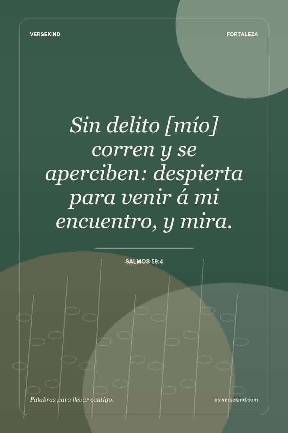 Sin delito [mío] corren y se aperciben: despierta para venir á mi encuentro, y mira. — Salmos 59:4