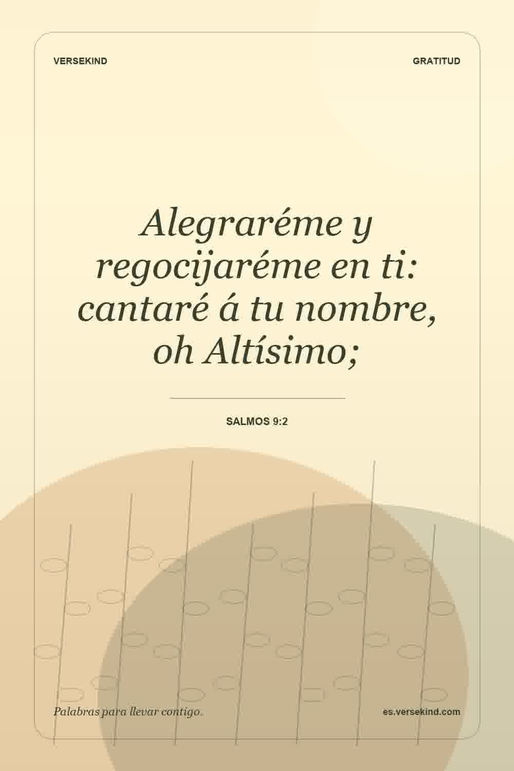 Alegraréme y regocijaréme en ti: cantaré á tu nombre, oh Altísimo; — Salmos 9:2
