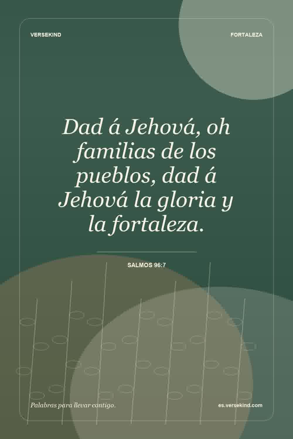 Dad á Jehová, oh familias de los pueblos, dad á Jehová la gloria y la fortaleza. — Salmos 96:7